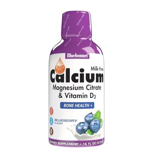 Bluebonnet Nutrition Liquid Calcium Citrate Magnesium Citrate, Vitamin D3, Bone Health, Gluten Free, Soy free, milk free, kosher, 32 Servings, Blueberry Flavor, 16 Fl Oz (Pack of 1) - görsel 1