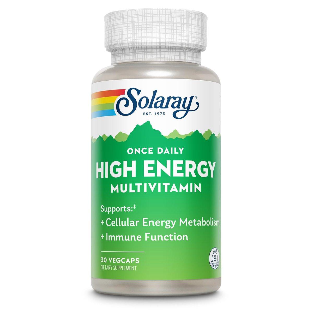 SOLARAY Once Daily High Energy Multivitamin for Women and Men – with Vitamin C, Vitamin D and Whole Food & Herb Base - Cellular Energy Metabolism & Immune Function Support – 30 Servings, 30 VegCap - görsel 1