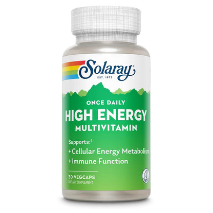 SOLARAY Once Daily High Energy Multivitamin for Women and Men – with Vitamin C, Vitamin D and Whole Food & Herb Base - Cellular Energy Metabolism & Immune Function Support – 30 Servings, 30 VegCap
