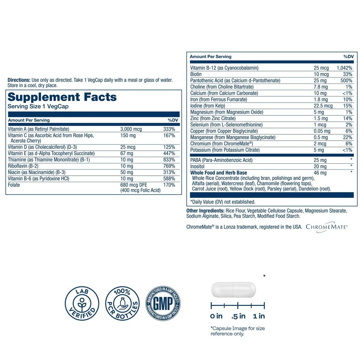 SOLARAY Once Daily High Energy Multivitamin for Women and Men – with Vitamin C, Vitamin D and Whole Food & Herb Base - Cellular Energy Metabolism & Immune Function Support – 30 Servings, 30 VegCap - görsel 3