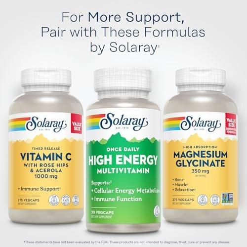 SOLARAY Once Daily High Energy Multivitamin for Women and Men – with Vitamin C, Vitamin D and Whole Food & Herb Base - Cellular Energy Metabolism & Immune Function Support – 30 Servings, 30 VegCap - görsel 12