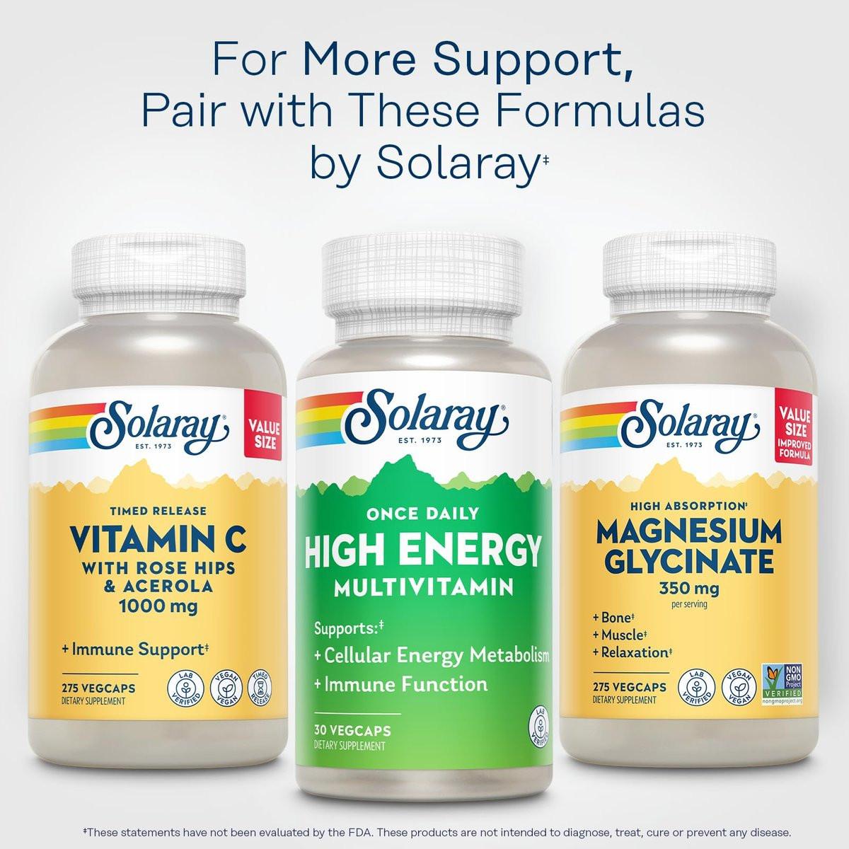 SOLARAY Once Daily High Energy Multivitamin for Women and Men – with Vitamin C, Vitamin D and Whole Food & Herb Base - Cellular Energy Metabolism & Immune Function Support – 30 Servings, 30 VegCap - görsel 11