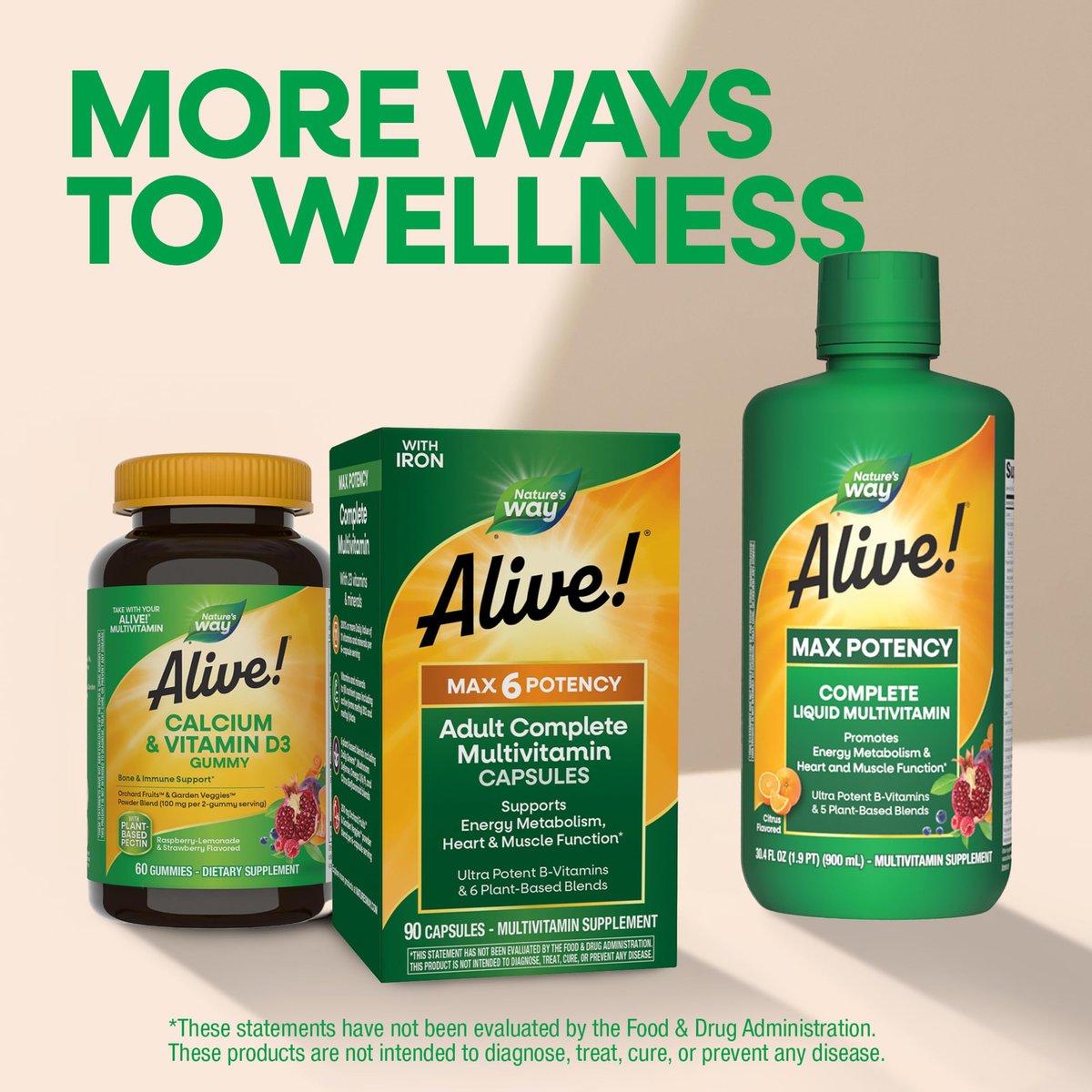 Nature's Way Alive! Max6 Potency Adult Complete Multivitamin with No Iron Added, Antioxidant Vitamins A, C, E, B-Vitamins Including Methylated B12 & Folate, Energy Metabolism Support, 90 Capsules - görsel 13
