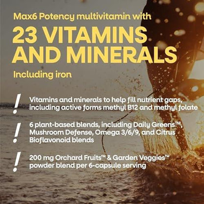 Nature's Way Alive! Max6 Potency Adult Complete Multivitamin with Iron, Antioxidant Vitamins A, C, E, B-Vitamins Including Methylated B12 & Folate, Energy Metabolism Support*, 90 Capsules