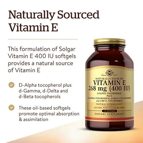 Solgar Vitamin E 268 mg (400 IU), 250 Mixed Softgels - Natural Antioxidant, Skin & Immune System Support - Naturally-Sourced Vitamin E - Gluten Free, Dairy Free - 250 Servings - görsel 2