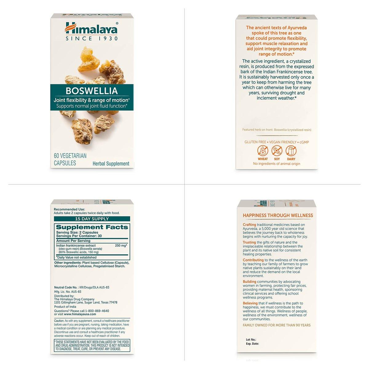 Himalaya Boswellia, Joint Support for Mobility and Flexibility, Promotes Tissue Preservation, 250 mg, 60 Capsules - görsel 1