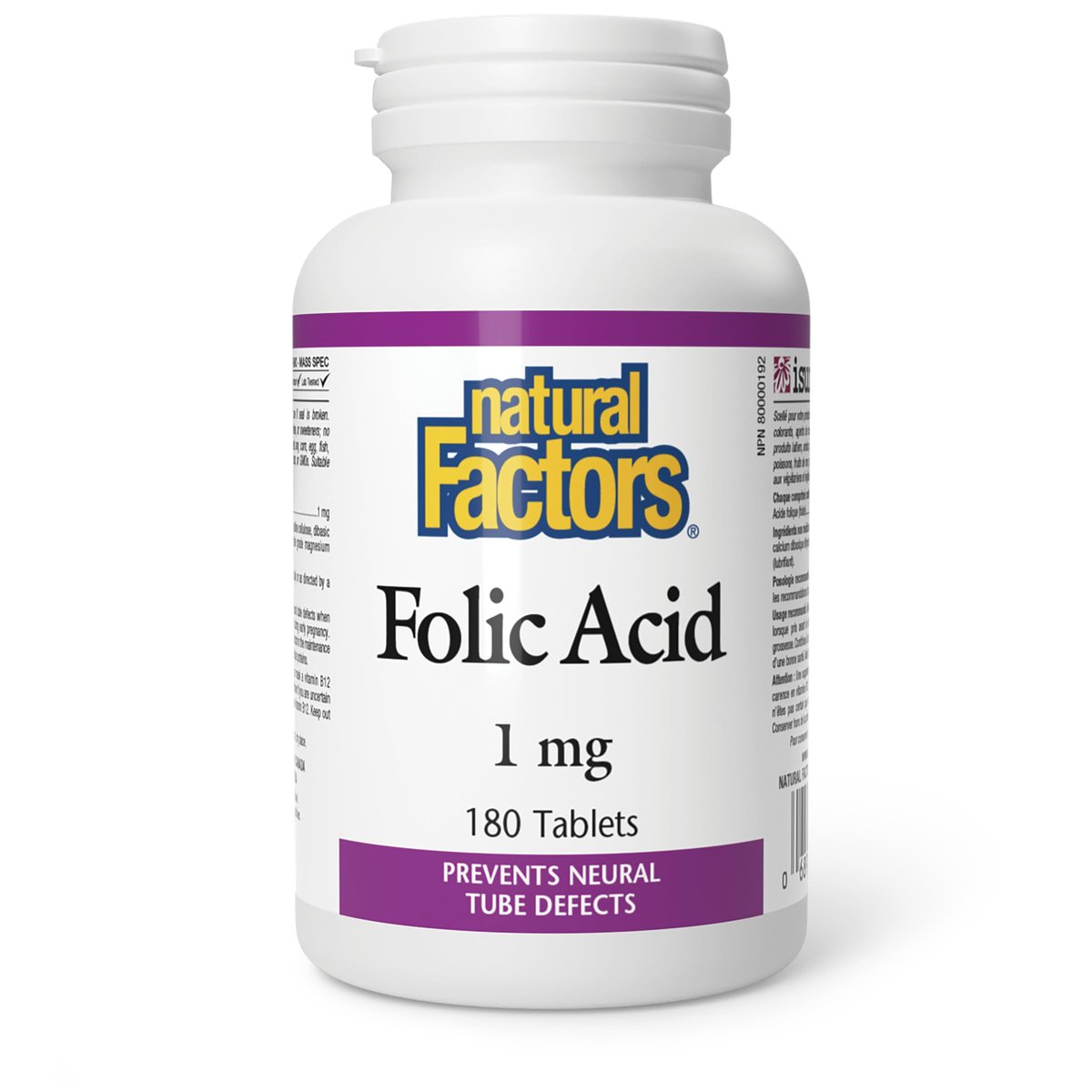 Folic Acid 1mg (180 Tablets) – Natural Factors - görsel 2