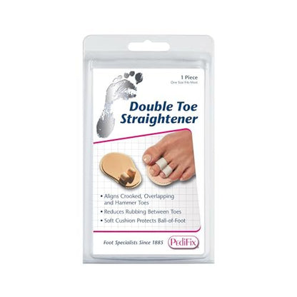 Pedifix Double-Toe Straightener – Gentle Toe Alignment Support for Hammer Toes, Crooked or Overlapping Toes – One Size Fits Most