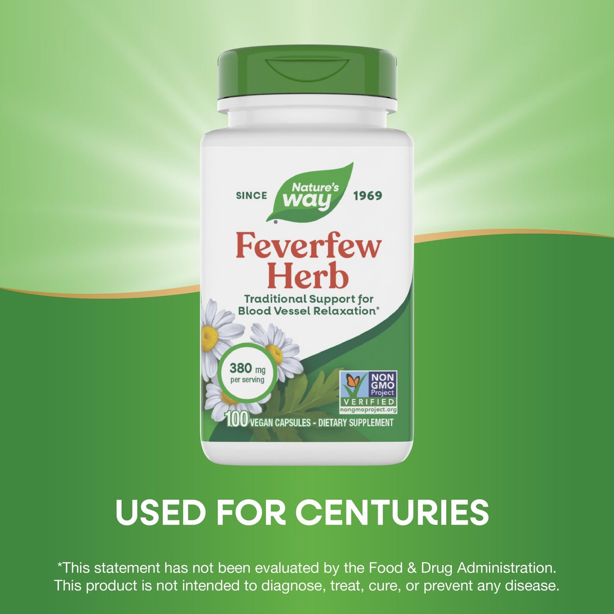 Nature's Way Feverfew Herb, Traditional Support for Blood Vessel Relaxation*, 380 mg per Serving, Non-GMO Project Verified, 100 Vegan Feverfew Capsules (Packaging May Vary) - görsel 7
