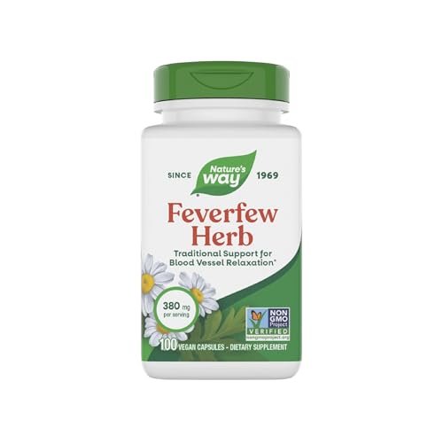 Nature's Way Feverfew Herb, Traditional Support for Blood Vessel Relaxation*, 380 mg per Serving, Non-GMO Project Verified, 100 Vegan Feverfew Capsules (Packaging May Vary) - görsel 2