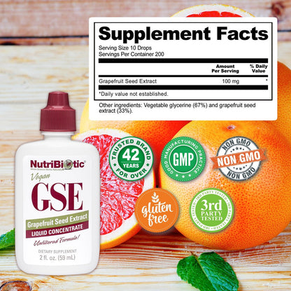 NutriBiotic – GSE, 2 Oz Liquid | The Original Grapefruit Seed Extract Premium Concentrate with Bioflavonoids | Potent Immune & Overall Health Support | Vegan, Gluten Free, Non-GMO