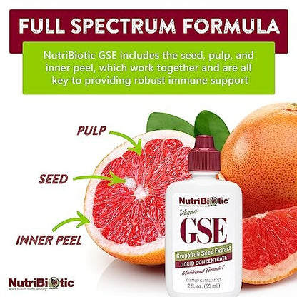 NutriBiotic – GSE, 2 Oz Liquid | The Original Grapefruit Seed Extract Premium Concentrate with Bioflavonoids | Potent Immune & Overall Health Support | Vegan, Gluten Free, Non-GMO