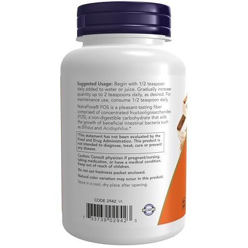 NOW Foods Supplements, NutraFlora FOS (Fructooligosaccharides) Pure Powder, Prebiotic Fiber, 4-Ounce - görsel 3