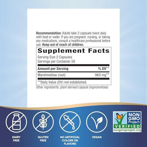 Nature's Way Premium Herbal Marshmallow Root, 960 mg per Serving, 100 VCaps - görsel 3