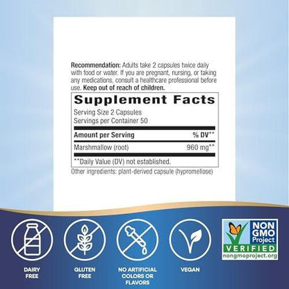 Nature's Way Premium Herbal Marshmallow Root, 960 mg per Serving, 100 VCaps