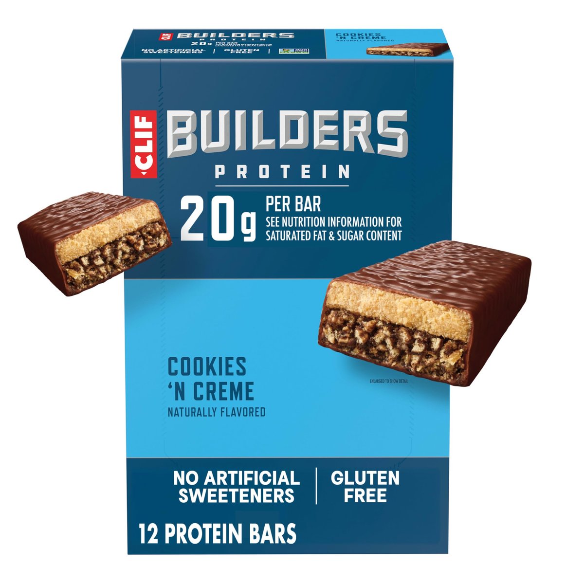 CLIF BUILDERS Protein Bars - Cookies 'n – 20g Plant-Based Protein: Each bar provides 20 grams of protein from pea – Image 1