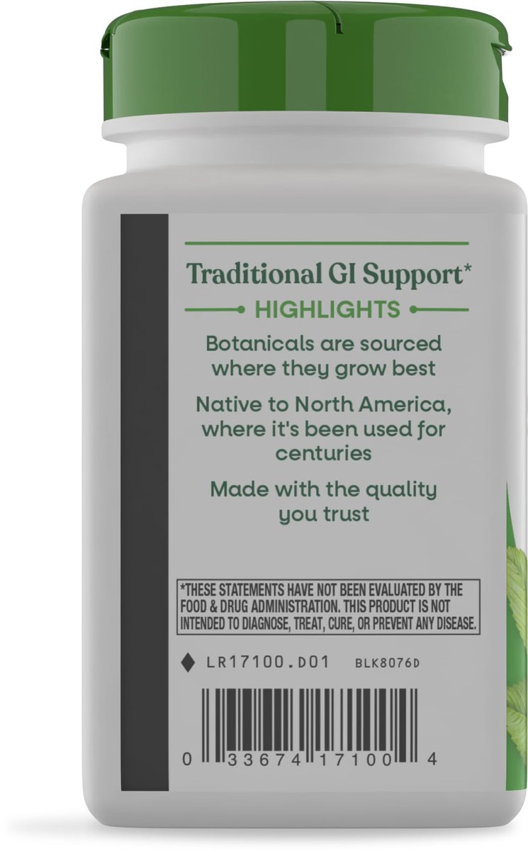Nature's Way Slippery Elm Bark Capsules, Traditional Digestive Support to Soothe Gastrointestinal Tract*, 1,600 mg per 4-Capsule Serving for Traditional GI Support*, Vegan, 100 Capsules - görsel 17