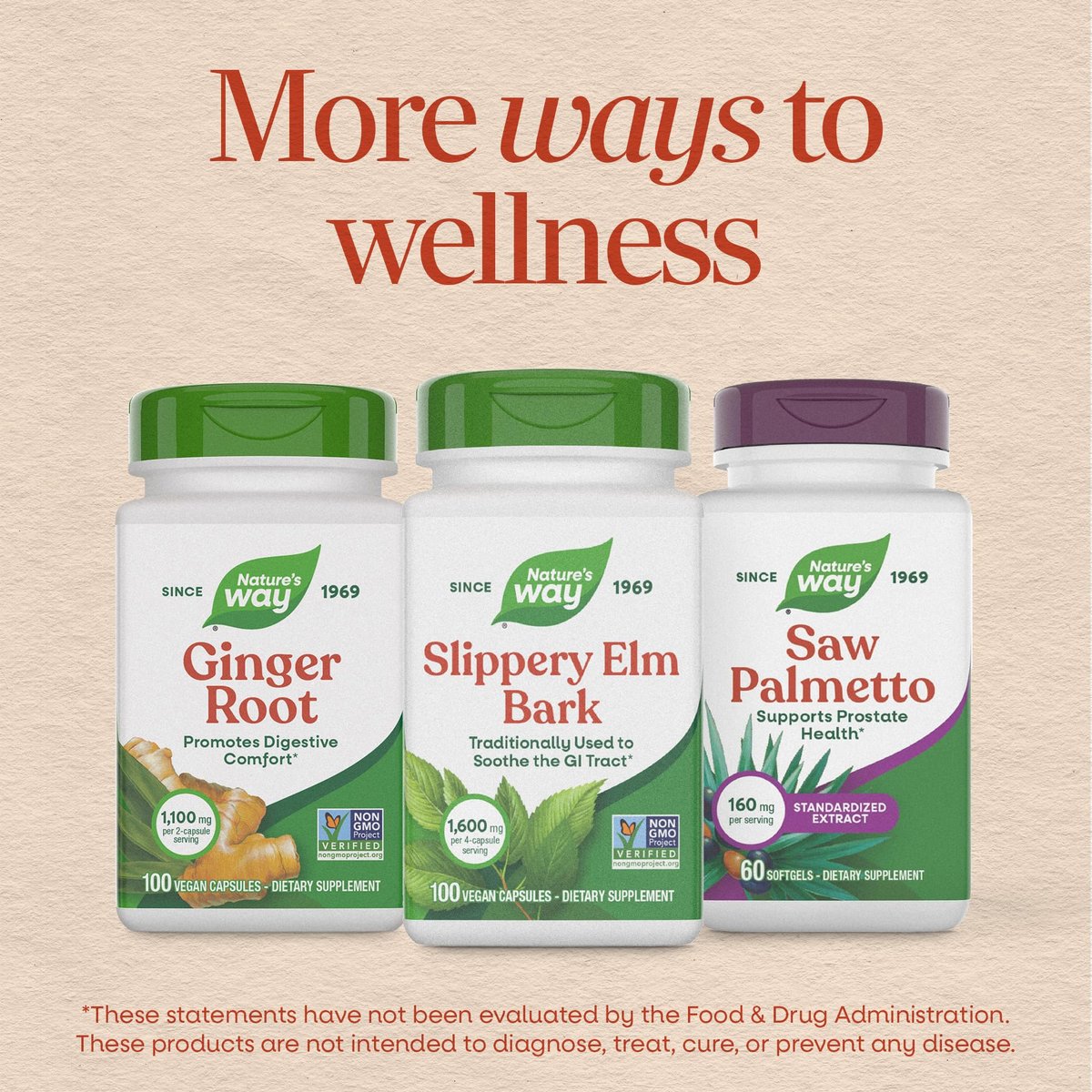 Nature's Way Slippery Elm Bark Capsules, Traditional Digestive Support to Soothe Gastrointestinal Tract*, 1,600 mg per 4-Capsule Serving for Traditional GI Support*, Vegan, 100 Capsules - görsel 1