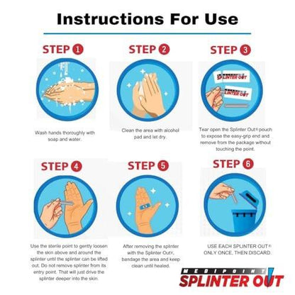 Splinter Out Splinter Remover 20 Count (Pack of 2) | Fast, Painless Splinter Removal | Essential First Aid for Home, Work, Travel & Camping | Ideal for Hiking, Woodworking, Gardening & Outdoors