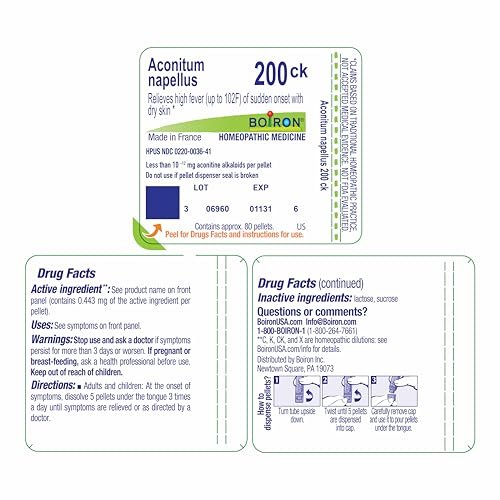 Boiron Aconitum Napellus 200Ck Homeopathic Medicine for Fever - 80 Pellets - görsel 1
