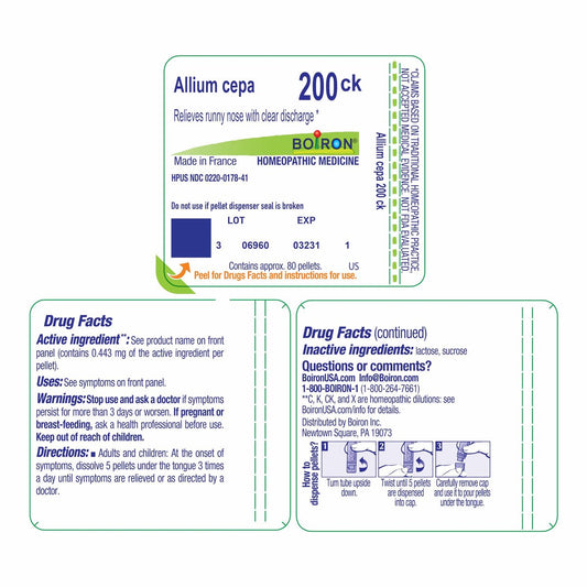 Boiron Allium Cepa 200Ck Homeopathic Medicine for Runny Nose - 80 Pellets