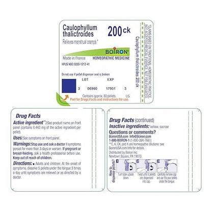 Boiron Caulophyllum Thalictroides 200Ck Homeopathic Medicine for Menstrual Cramps - 80 Pellets