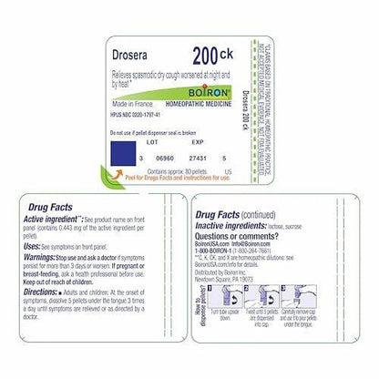 Boiron Drosera Rotundifolia 200Ck Homeopathic Medicine for Coughing - 80 Pellets