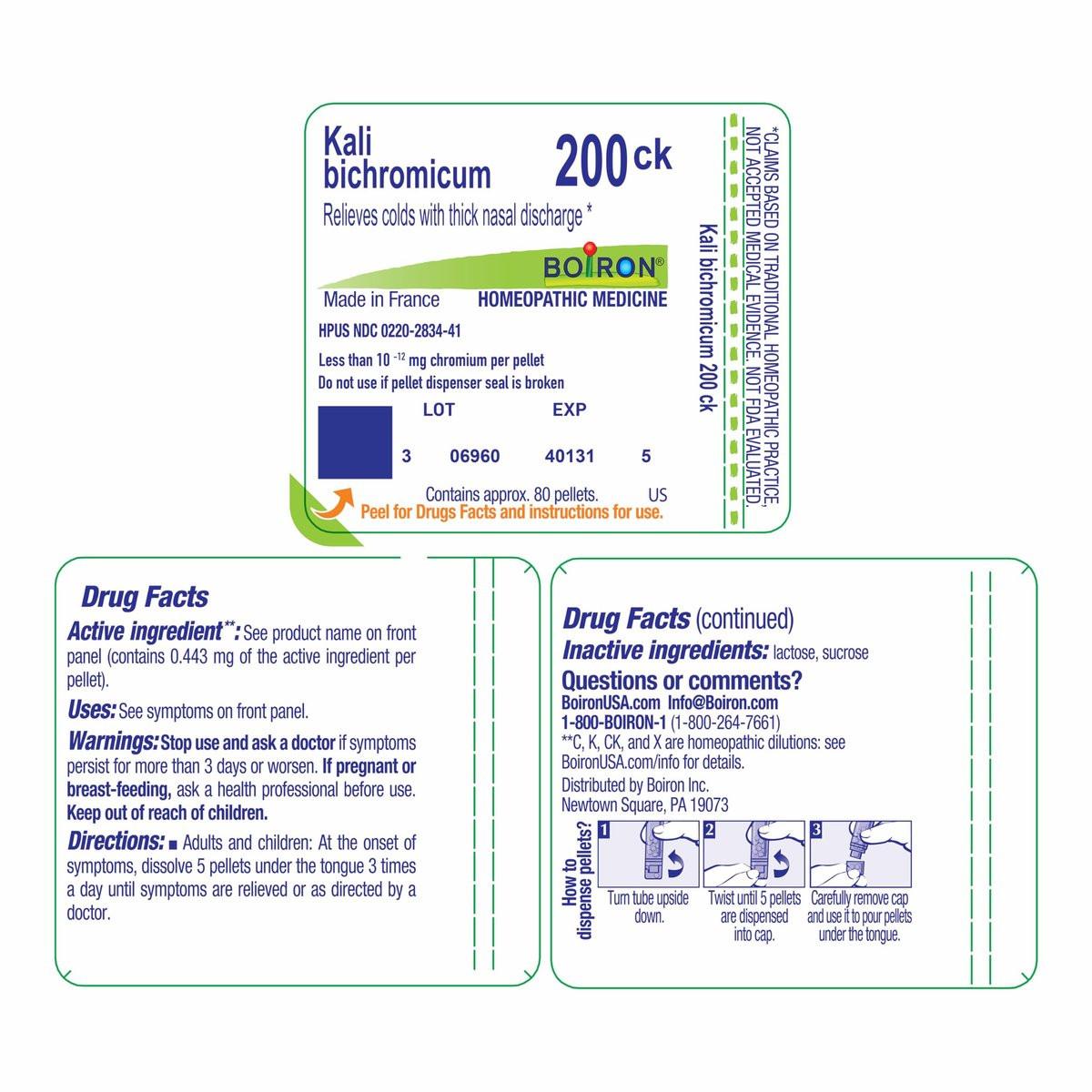 Boiron Kali Bichromicum 200Ck Homeopathic Medicine for Colds - 80 Pellets - görsel 2