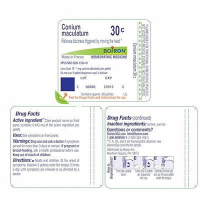 Boiron Conium Maculatum 30C for Dizziness Triggered by Moving the Head - 80 Pellets