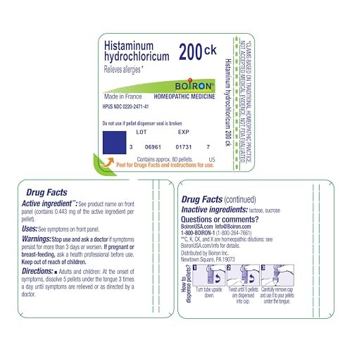 Boiron Histaminum Hydrochloricum 200CK Homeopathic Medicine for Allergies, 80 Count - görsel 17