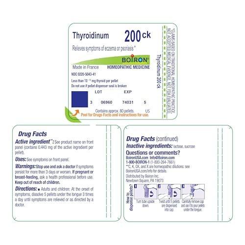 Boiron Thyroidinum 200Ck for Symptoms of Eczema or Psoriasis - 80 Pellets - görsel 18
