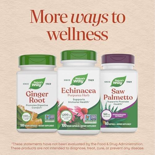 Nature’s Way Echinacea Purpurea Herb, Traditional Herbal Supplement for Immune Health Support*, Echinacea Capsules with 1200 mg per 3-Capsule Serving, Non-GMO Project Verified, 180 Capsules - görsel 4
