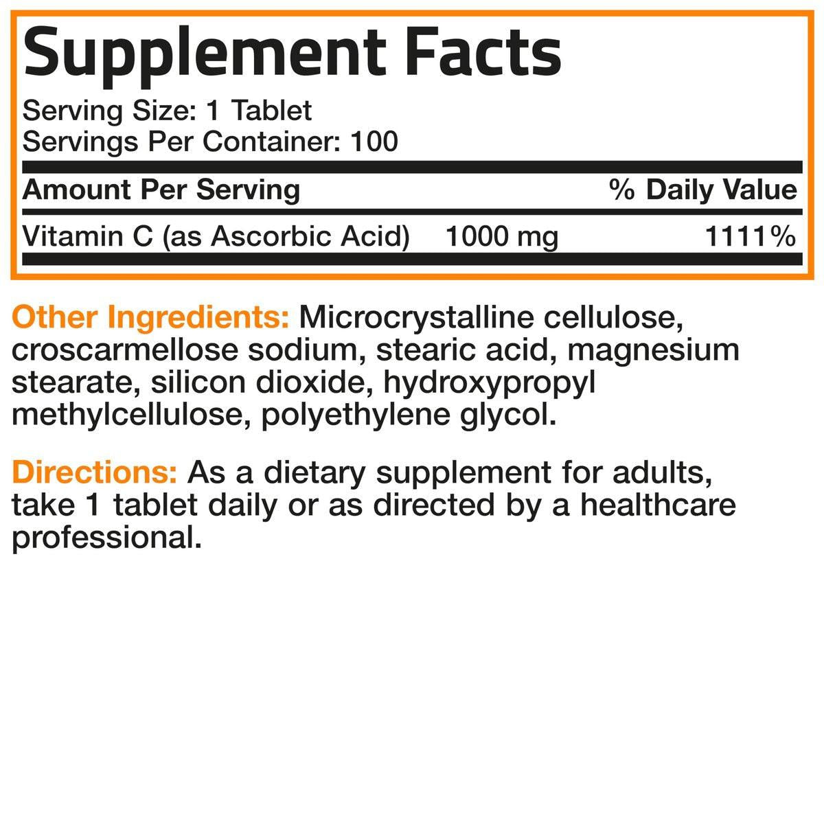 Bronson Vitamin C 1000mg Premium Non-GMO Ascorbic Acid Tablets, 250 Count - görsel 7