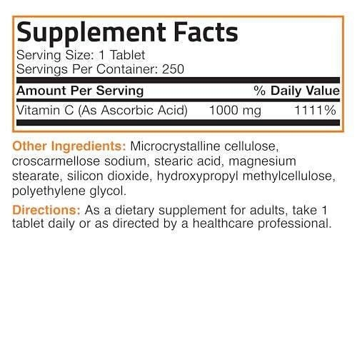 Bronson Vitamin C 1000mg Premium Non-GMO Ascorbic Acid Tablets, 250 Count - görsel 16