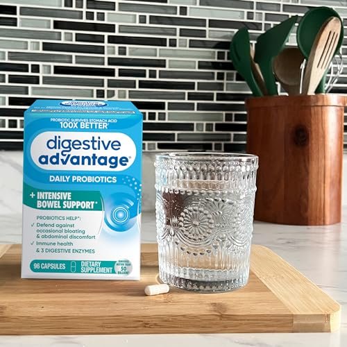 Digestive Advantage IBS Probiotics For Women and Men, Probiotics For Digestive Health & Intensive Bowel Support with Digestive Enzymes For Gut Health, Occasional Bloating & Immune Support, 96 Capsules - görsel 8