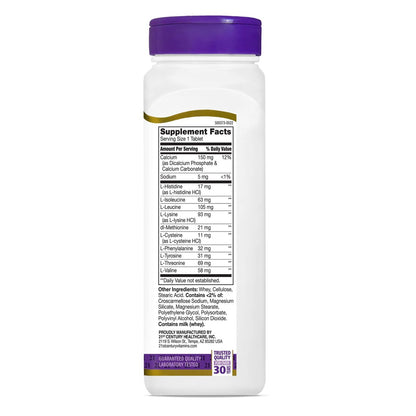 21st Century Daily Amino Acid Tablets (120 Count), Important Amino Acids Complex for Muscle Health & Growth Support, Non-GMO & Gluten Free Daily Supplement for Men & Women, No Added Preservatives