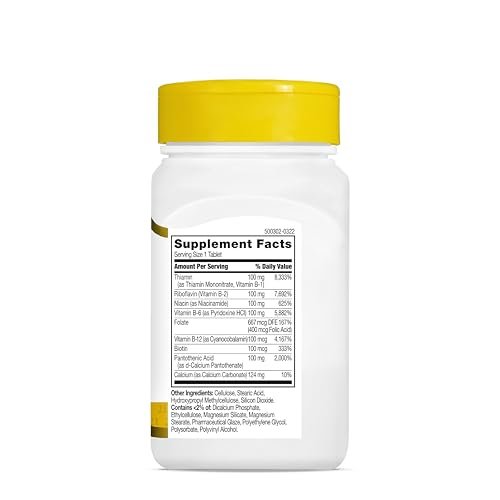 21st Century B-100 Complex Prolonged Release Tablets, 60 Count (Pack of 1), High Potency Vitamin B Complex for Nervous System, Energy Support, Includes Vitamin B1, B2, B6, Biotin & Calcium - görsel 9