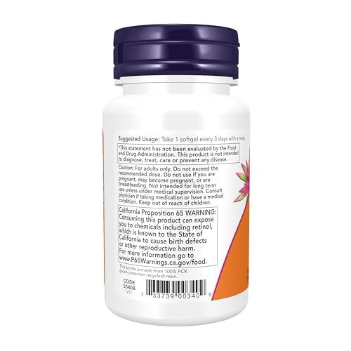 NOW Supplements, Vitamin A (Fish Liver Oil) 25,000 IU, Essential Nutrition, 100 Softgels - görsel 5