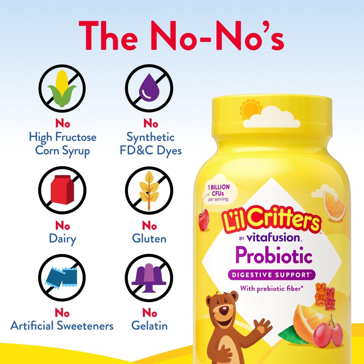 L’il Critters Probiotic Daily Gummy Supplement for Kids, for Digestive Health Support, Grape, Cherry and Orange Flavors, 60 Gummies - görsel 14