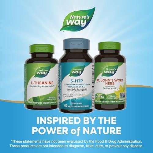 Nature's Way 5-HTP, L-5-Hydroxytryptophan, Helps Make Serotonin to Promote a Positive Outlook*, Vitamin B6, Vitamin C, Griffonia Bean Extract, 60 Tablets (Packaging May Vary) - görsel 3