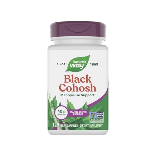 Nature's Way Black Cohosh Premium Extract, Helps Reduce Night Sweats and Promotes Restful Sleep for Women During Menopause*, 40 mg per Serving, 120 Vegan Capsules (Packaging May Vary) - görsel 1