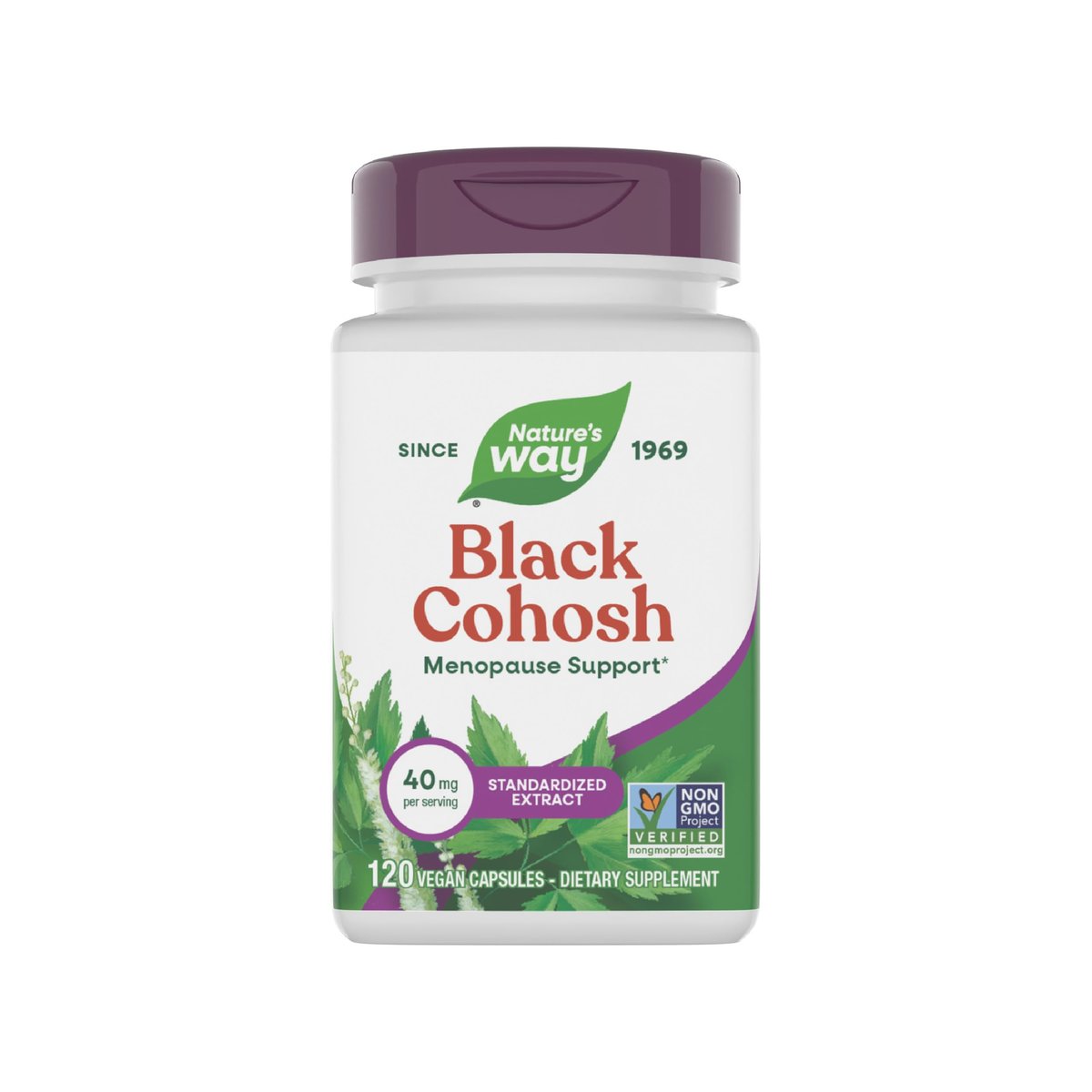 Nature's Way Black Cohosh Premium Extract, Helps Reduce Night Sweats and Promotes Restful Sleep for Women During Menopause*, 40 mg per Serving, 120 Vegan Capsules (Packaging May Vary) - görsel 2