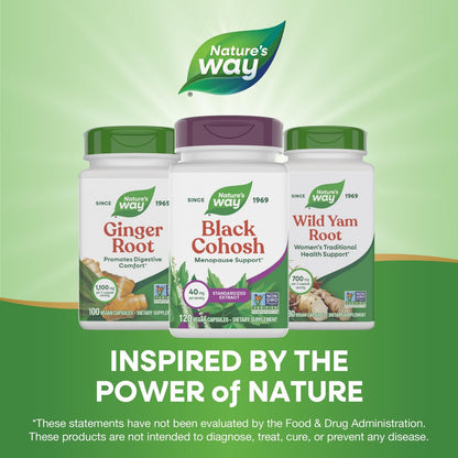 Nature's Way Black Cohosh Premium Extract, Helps Reduce Night Sweats and Promotes Restful Sleep for Women During Menopause*, 40 mg per Serving, 120 Vegan Capsules (Packaging May Vary)