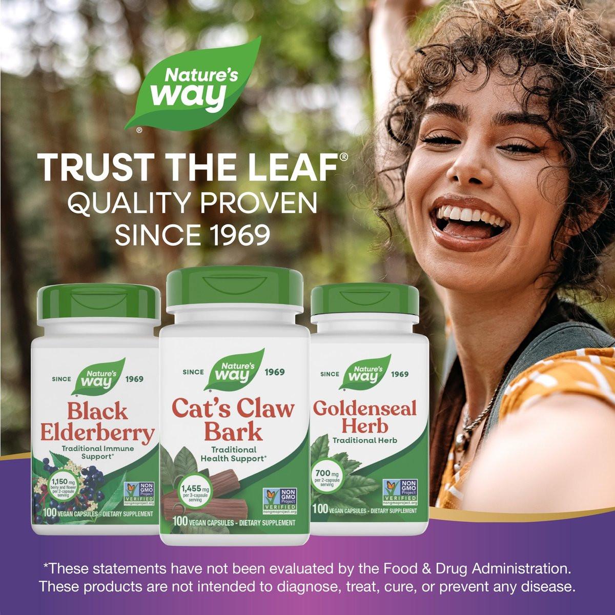 Nature's Way Cat’s Claw Bark, Traditional Health Support*, 1,455 mg per 3-Capsule Serving, Non-GMO Project Verified, 100 Vegan Capsules (Packaging May Vary) - görsel 2