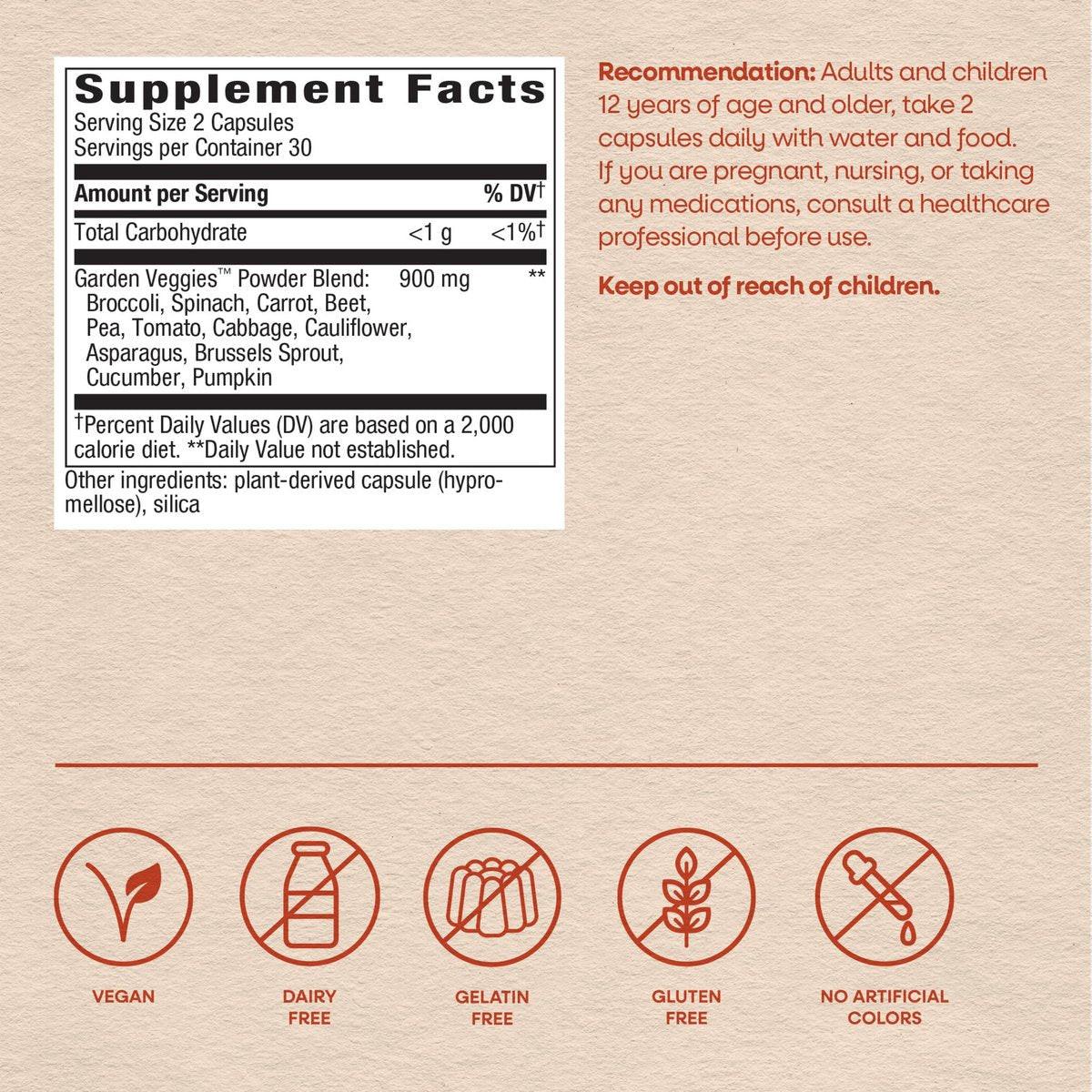 Nature's Way Garden Veggies, Vegetable Supplement Capsules, Plant-Powered Powder Blend Made with 12 Different Vegetables, Green Superfood Veggie Blend for Daily Wellness, 60 Capsules - görsel 11