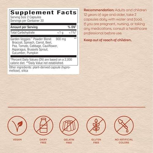 Nature's Way Garden Veggies, Vegetable Supplement Capsules, Plant-Powered Powder Blend Made with 12 Different Vegetables, Green Superfood Veggie Blend for Daily Wellness, 60 Capsules - görsel 12