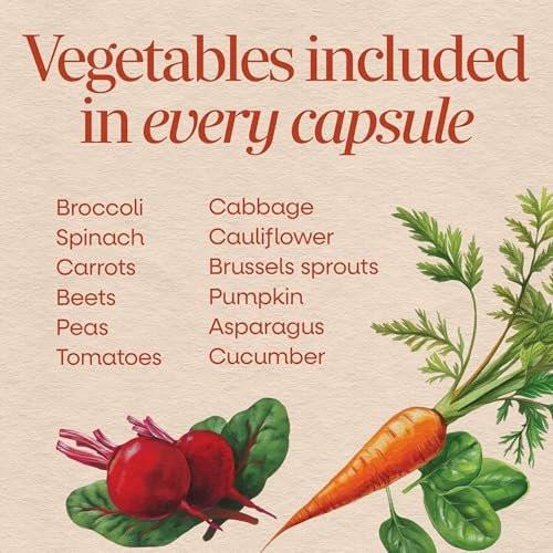 Nature's Way Garden Veggies, Vegetable Supplement Capsules, Plant-Powered Powder Blend Made with 12 Different Vegetables, Green Superfood Veggie Blend for Daily Wellness, 60 Capsules - görsel 6