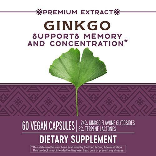Nature's Way Ginkgo Premium Extract, Supports Memory & Concentration*, 120 mg Ginkgo Biloba Extract per 2-Capsule Serving, with Gotu Kola, Vegan, No Gluten, 60 Capsules (Packaging May Vary) - görsel 7