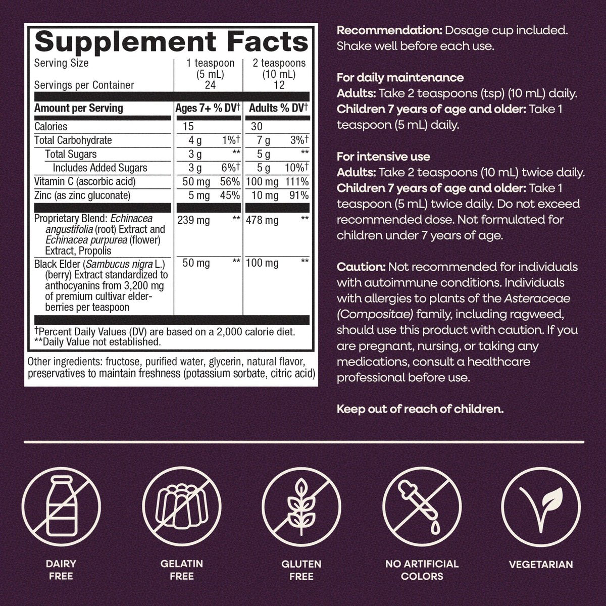 Nature’s Way Sambucus Immune Elderberry Syrup with Vitamin C, Zinc, Echinacea & Propolis, Concentrated Black Elderberry Extract, Immune Support with Superfood Antioxidants, Berry Flavored, 4 Fl Oz - görsel 13