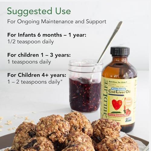 ChildLife Essentials Cod Liver Fish Oil for Kids - Kids Arctic Cod Liver Oil Liquid for Babies 6+ Months & Toddlers, Added DHA, EPA, Omega-3 Fatty Acids for Nutrition - Strawberry Flavor, 8 fl oz - görsel 12
